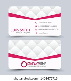 Business Card Template.  Corporate identity design. Pink color. Editable vector illustration.