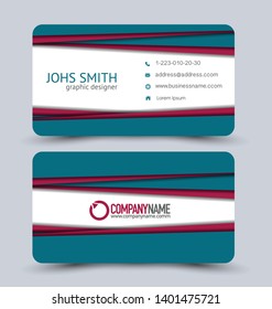 Business Card Template.  Corporate identity design. Blue and red color. Editable vector illustration.