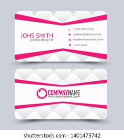 Business Card Template.  Corporate identity design. Pink color. Editable vector illustration.