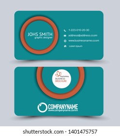 Business Card Template.  Corporate identity design. Orange and green color. Editable vector illustration.