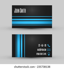 Business card template - creative modern design of blue and dark grey 