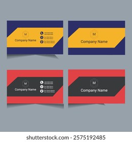 business card template. Creative and modern business card design. Stylish stationery design. Vector modern abstract clean and simple business card template, Flat black and red business card template.