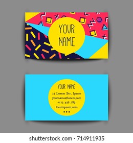 Business card template with creative texture on grey background