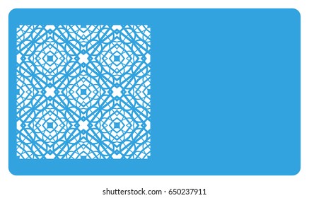 Business card template. Cut out cards with lace pattern. Modern geometric card for laser cutting. Vector illustration.