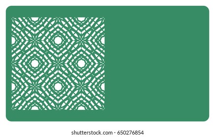 Business card template. Cut out cards with lace pattern. Modern geometric card for laser cutting. Vector illustration.