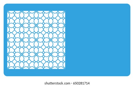 Business card template. Cut out cards with lace pattern. Modern geometric card for laser cutting. Vector illustration.