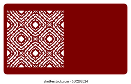 Business card template. Cut out cards with lace pattern. Modern geometric card for laser cutting. Vector illustration.