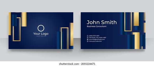 Business card template with dark blue background elements set front and back design