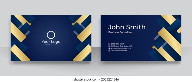 Business card template with dark blue background elements set front and back design