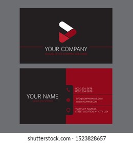 Business Card Template Design - Black and Red, Easy to Replace Your Text