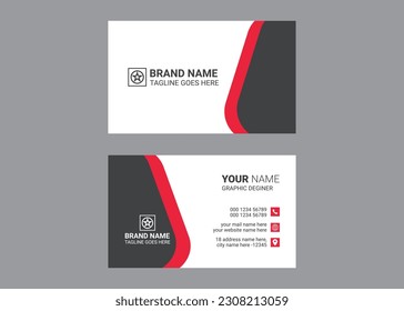 Business card template design for corporate business, Professional and modern visiting card.Red and black color.