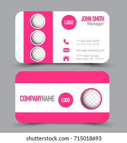 Business card template design. Corporate identity style. Editable vector illustration. Pink color.