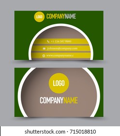Business card template design. Corporate identity style. Editable vector illustration. Green and yellow color.