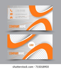 Business card template design. Corporate identity style. Editable vector illustration. Orange color.