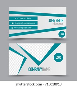 Business card template design. Corporate identity style. Editable vector illustration. Green color.