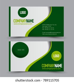 Business card template design. Corporate identity style. Editable vector illustration. Green color.