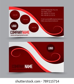 Business card template design. Corporate identity style. Editable vector illustration. Red color.