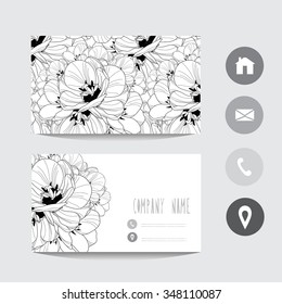 Business card template, design element. Can be used also for greeting cards, banners, invitations. Abstract tulip flowers