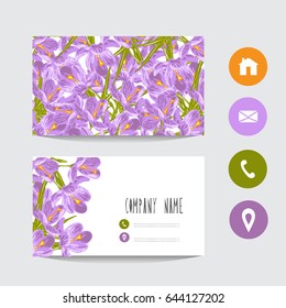 Business card template, design element. Can be used also for greeting cards, banners, invitations, flyers, posters. Decorative flowers. All elements are editable