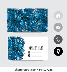 Business card template, design element. Can be used also for greeting cards, banners, invitations, flyers, posters. Decorative flowers. All elements are editable