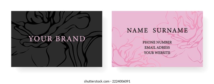 Business Card template design floral modern background for Luxury in soft pink colors . Vector template for banner, premium invitation, luxury voucher, prestigious gift certificate.