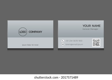 Diseño de plantillas de tarjetas de visita con ilustración vectorial de gradiente gris, sencillo y moderno.