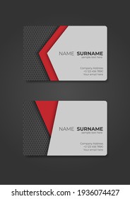 business card template design, Gray pattern design on a red and Light gray background.