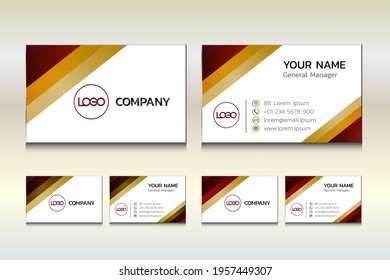 Business card template design with the red and gold theme, simple and modern.