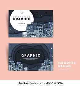 business card template design with silent but attractive city scene