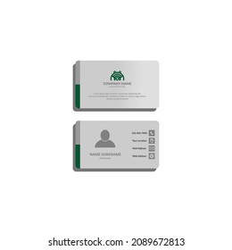 
business card template design vector simple green minimalist gray
