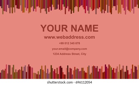 Business card template design - vector identity card graphic with vertical lines