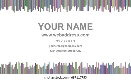 Business card template design - vector identity illustration with vertical stripes in multicolored tones on white background