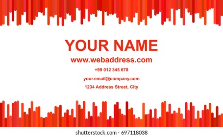 Business card template design - vector namecard illustration with vertical stripes in red tones