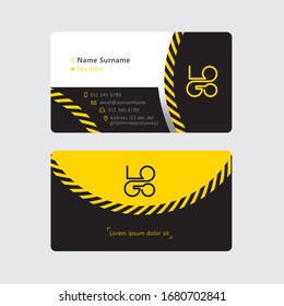 Business card template design yellow and black tone. 