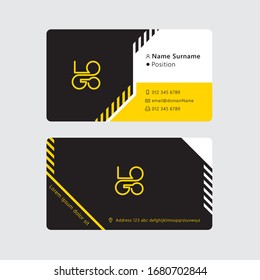 Business card template design yellow and black tone. 