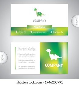 Business Card Template. Dinosaur Prehistoric Animal Symbol. Concept For Veterinary Clinic, Zoo, Animal Feed. Store With Accessories For Animals.