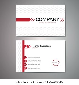 Plantilla de tarjeta profesional. Tarjeta de doble cara, minimalista, blanca y roja.