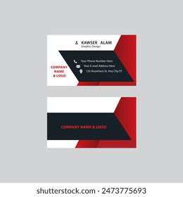 Business Card Template Double-Sided black and white red.