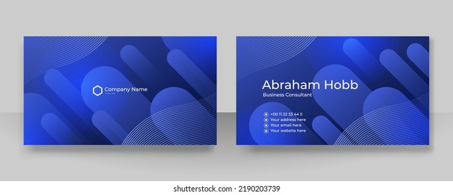 Business card template with dynamic geometric shapes. Vector design layout for visiting card, presentations, flyers, posters and invitations. Blue carving art with line shapes modern shiny element