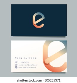 Business Card Template With E Logo : Vector Illustration