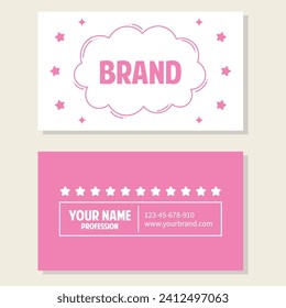 Business card template with editable text and star pattern - vector illustration