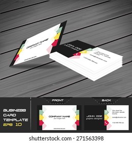 Business card template, editable vector design with front and back side