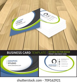 Business card template. Editable vector design with front and back side. Suitable for printing.