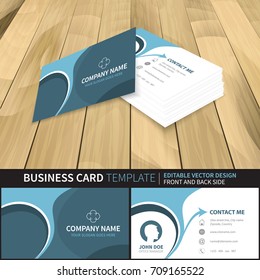 Business card template. Editable vector design with front and back side. Suitable for printing.