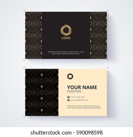 Business card template. Example logo and text position. vector card.