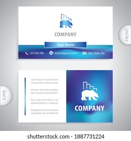 Business card template. Financial advice. Short bear market. Focusing on stock market wins and losses. Analysis of market development.