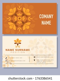 Plantilla de tarjeta profesional. diseño clásico de sketch de flores planas