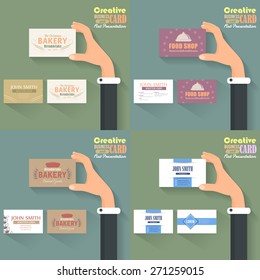Business Card Template and Flat Presentation Vector Template 