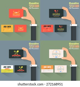 Business Card Template and Flat Presentation Vector Template Set