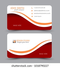 Business card template. Flat vector design. Creative horizontal template. Vector illustration. Red and orange color.